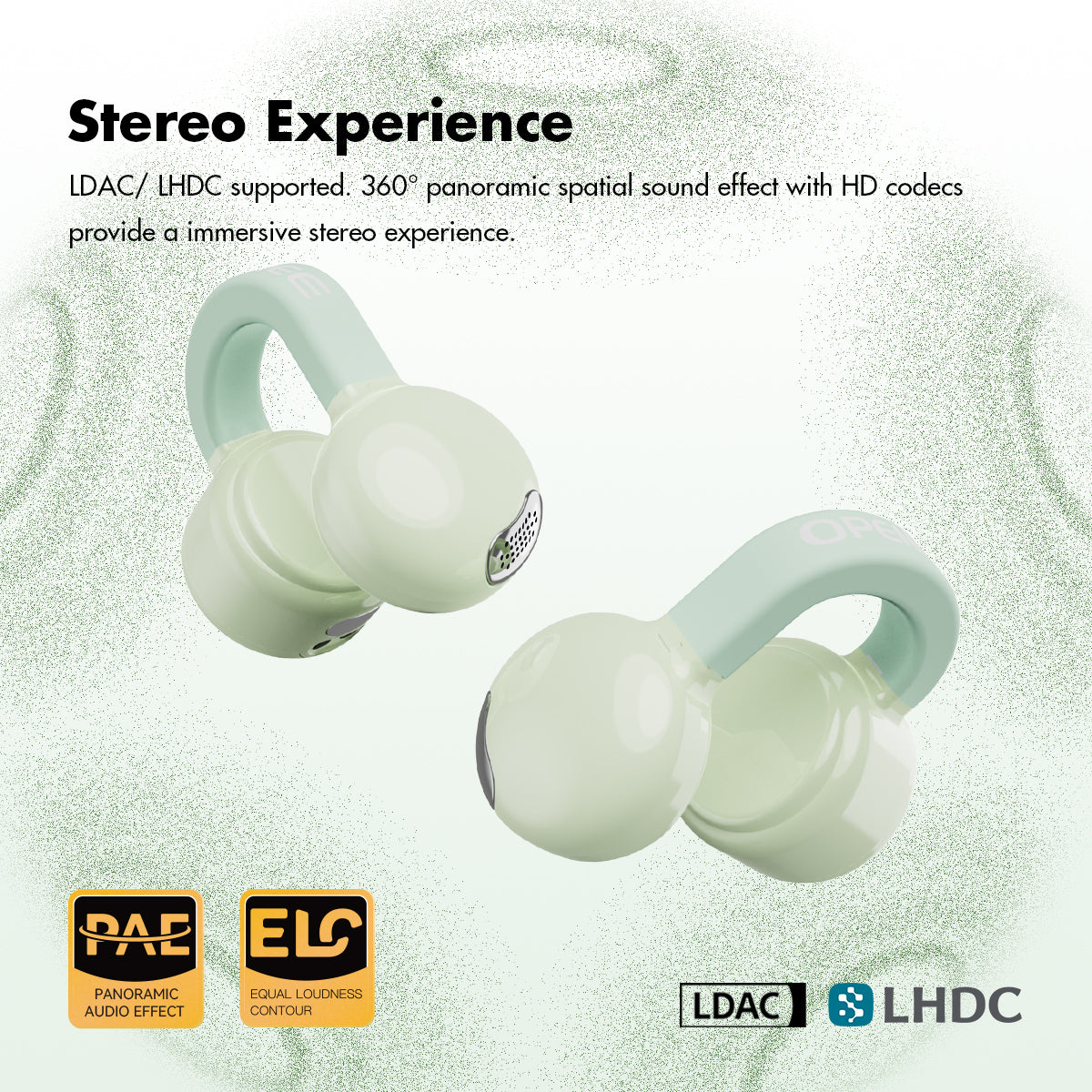 ROSESELSA OpenFeel Open Ear Wireless Earbuds LDAC LDHC HiFi Sound Bluetooth 5.4 Earphones 52H Battery LC3 Game Mode 20ms