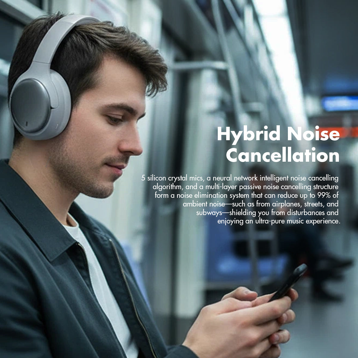 ROSESELSA CAMBRIAN Over Ear Wireless Headsets Active Noise Cancellation Detachable Cable Ultra Low Latency 100H Battery Life OOTD