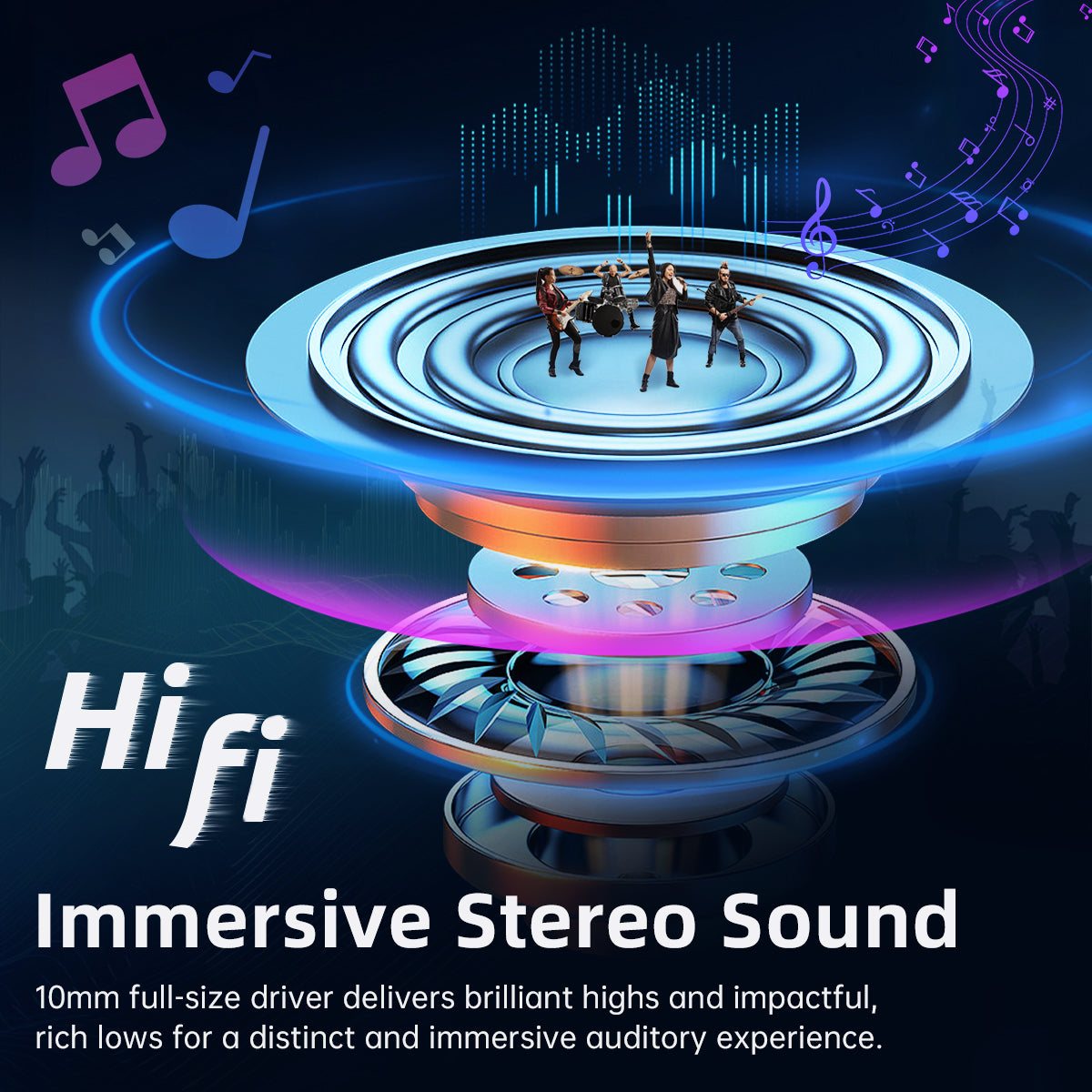 ROSESELSA CERAMICS Wireless Earbuds, High-Fidelity Sound, 60ms Gaming Earphones, 35H Playtime with Super Charge, IPX5 Sweat Resistant, Dual Connectivity, Bluetooth 5.3, ENC