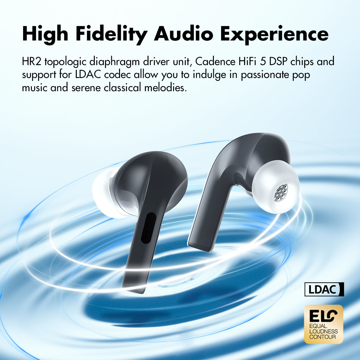 ROSESELSA EARFEEL i5 Wireless Earbuds Hybrid Active Noise Cancellation Headphones LDAC HiFi Sound Wireless Earphones 48dB ANC IPX5 Bluetooth 5.3 Game Mode 54ms