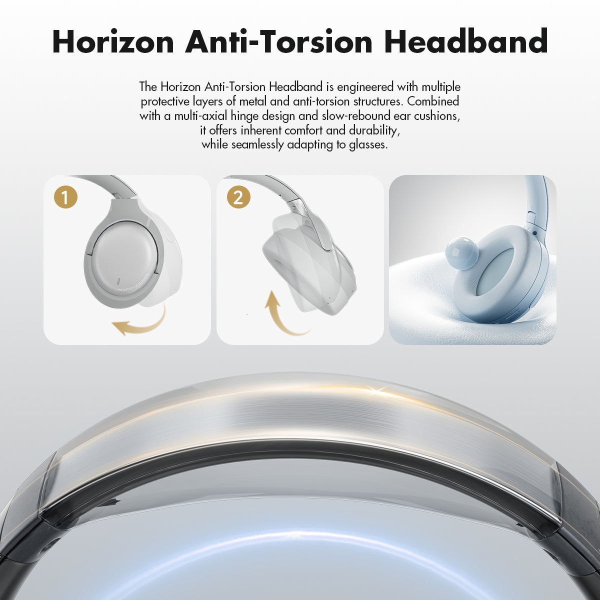 ROSESELSA CAMBRIAN Over Ear Wireless Headsets Active Noise Cancellation Detachable Cable Ultra Low Latency 100H Battery Life OOTD