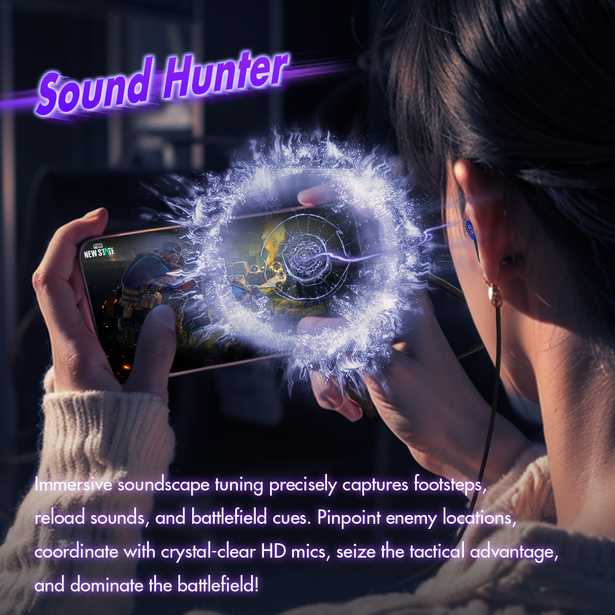 ROSESELSA Photon Pro Wired In Ear Earbuds, 0.78 2 pin Detachable Cable with HD Mics, Small Design Earphones for Gaming