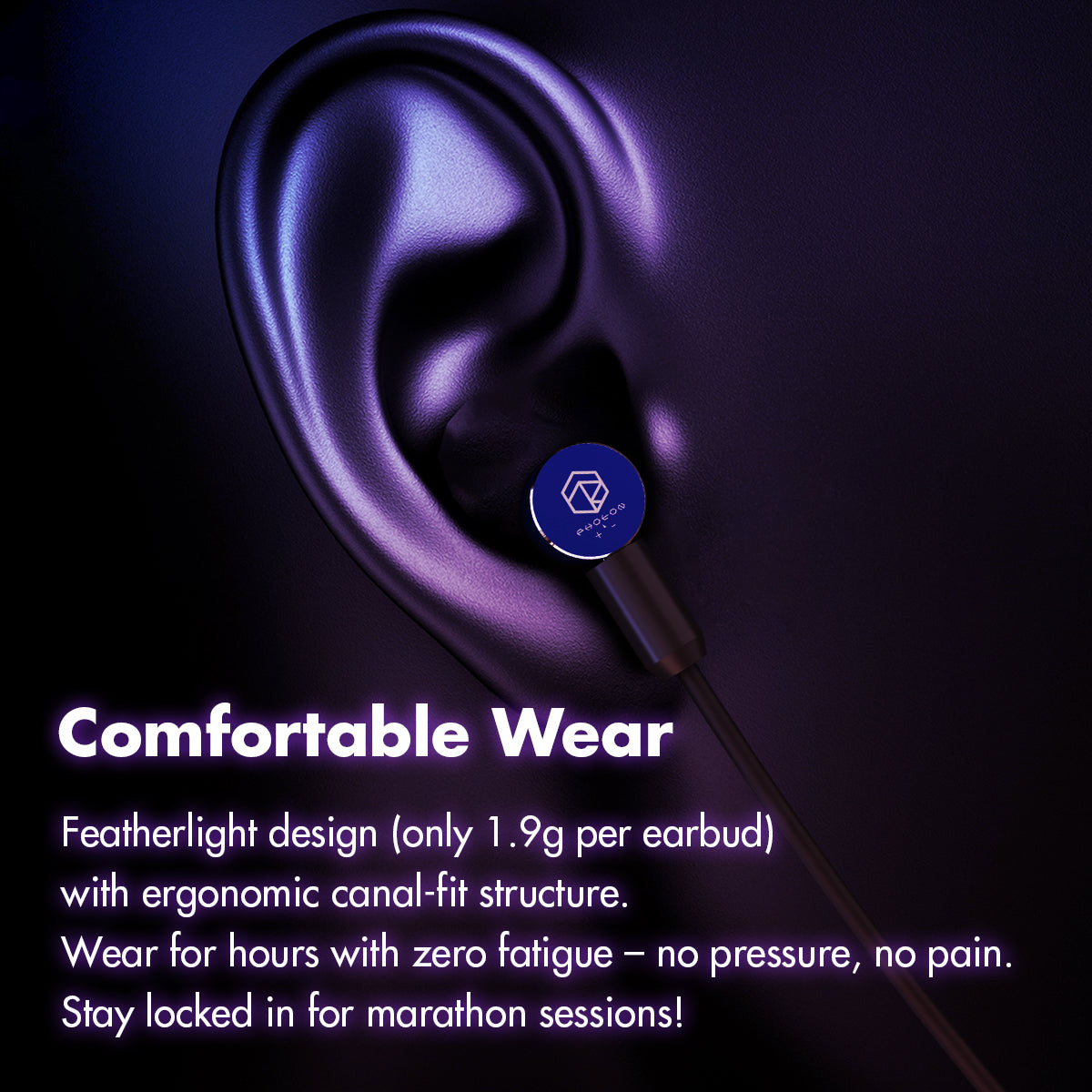 ROSESELSA Photon Pro Wired In Ear Earbuds, 0.78 2 pin Detachable Cable with HD Mics, Small Design Earphones for Gaming