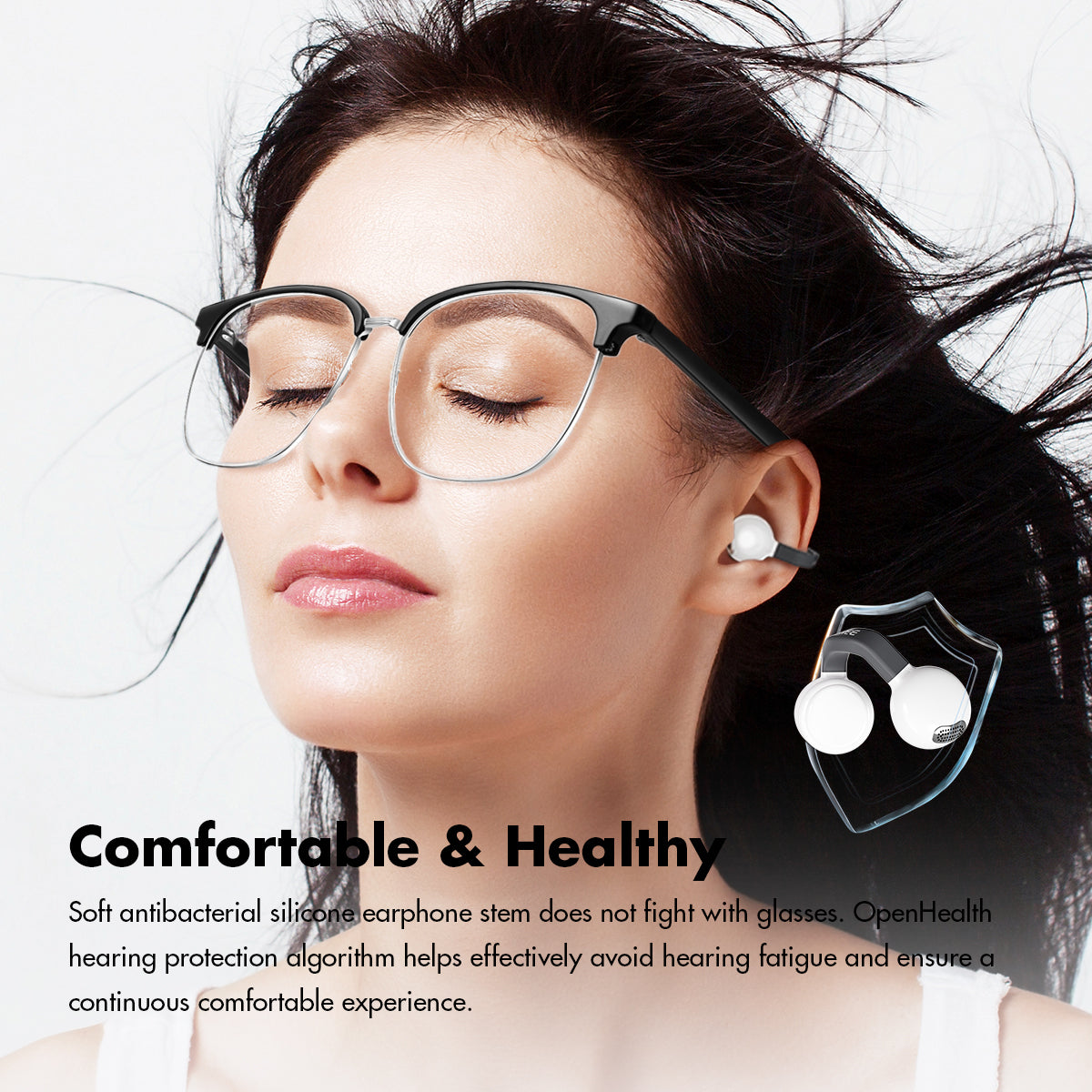 ROSESELSA OpenFeel Open Ear Wireless Earbuds LDAC LDHC HiFi Sound Bluetooth 5.4 Earphones 52H Battery LC3 Game Mode 20ms