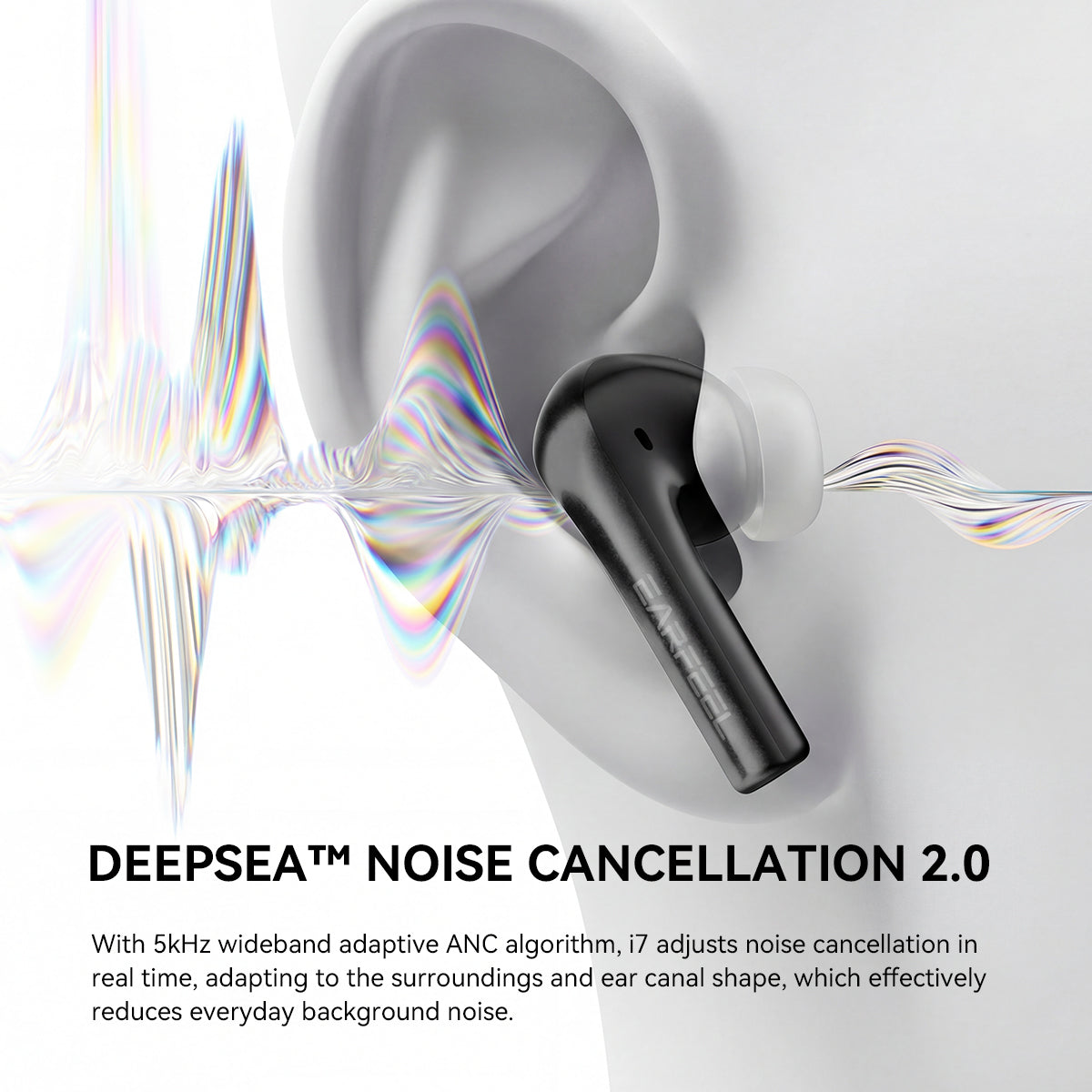 ROSESELSA EARFEEL i7 TWS Earbuds Hybrid Active Noise Cancelling Headphones LDAC LHDC HiFi Sound 55dB ANC 57H Battery Bluetooth 6.1 LC3 30ms Latency