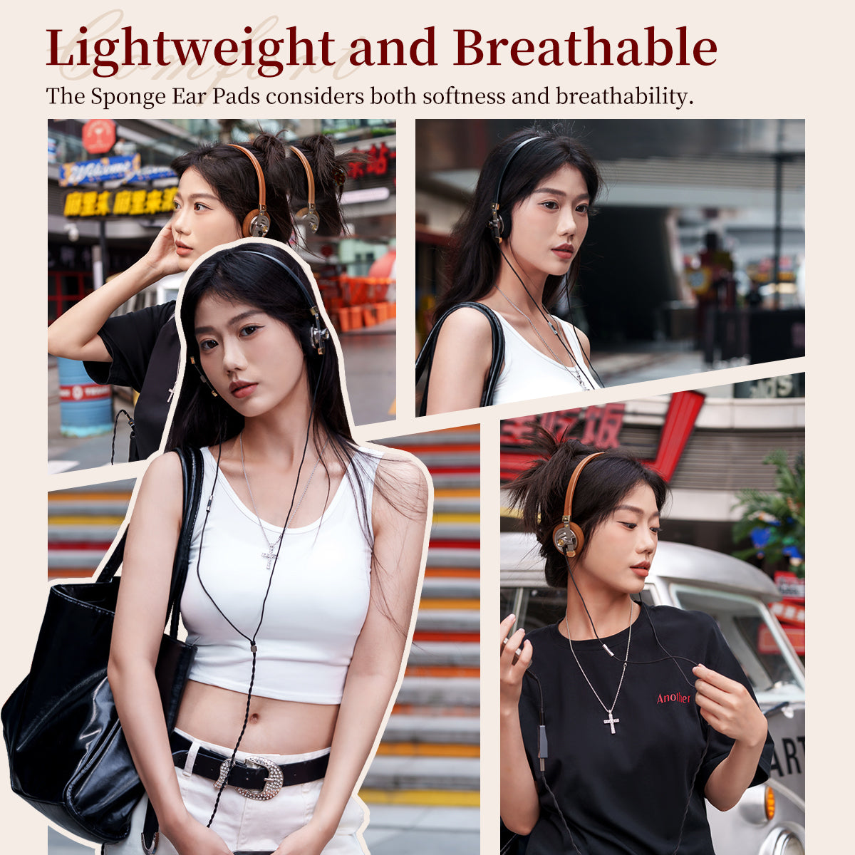 ROSESELSA Distant Mountain On Ear Classic Wired Headphones Retro Headset Celebrity Earphones OOTD Outfits for Street Snap Live Camera MMCX 3.5mm