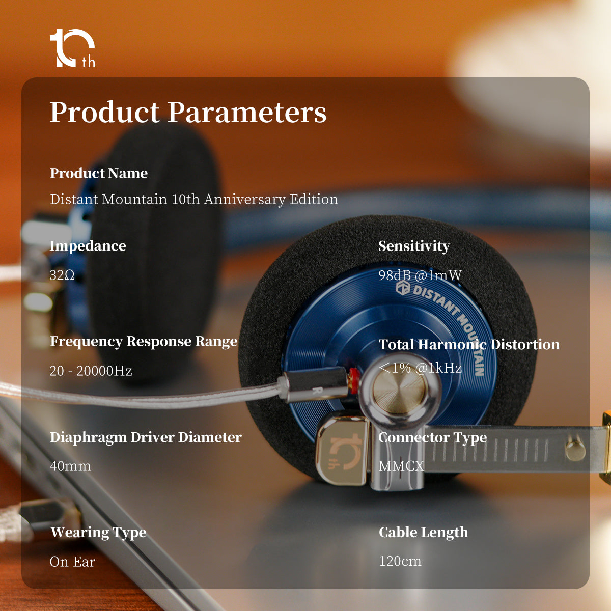 ROSESELSA Distant Mountain 10th Anniversary Edition On Ear Classic Wired Headphones Retro Headset Celebrity Earphones OOTD Outfits for Street Snap Live Camera MMCX 3.5mm