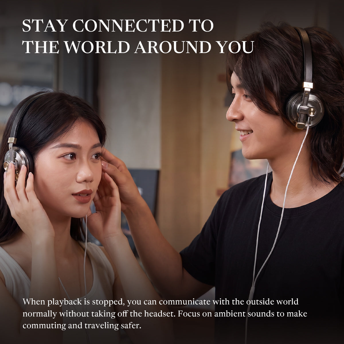 Distant Mountain 50 Retro On Ear Wired Headphones, Classic Headset, Celebrity OOTD for Street Style Livestream MMCX 3.5mm