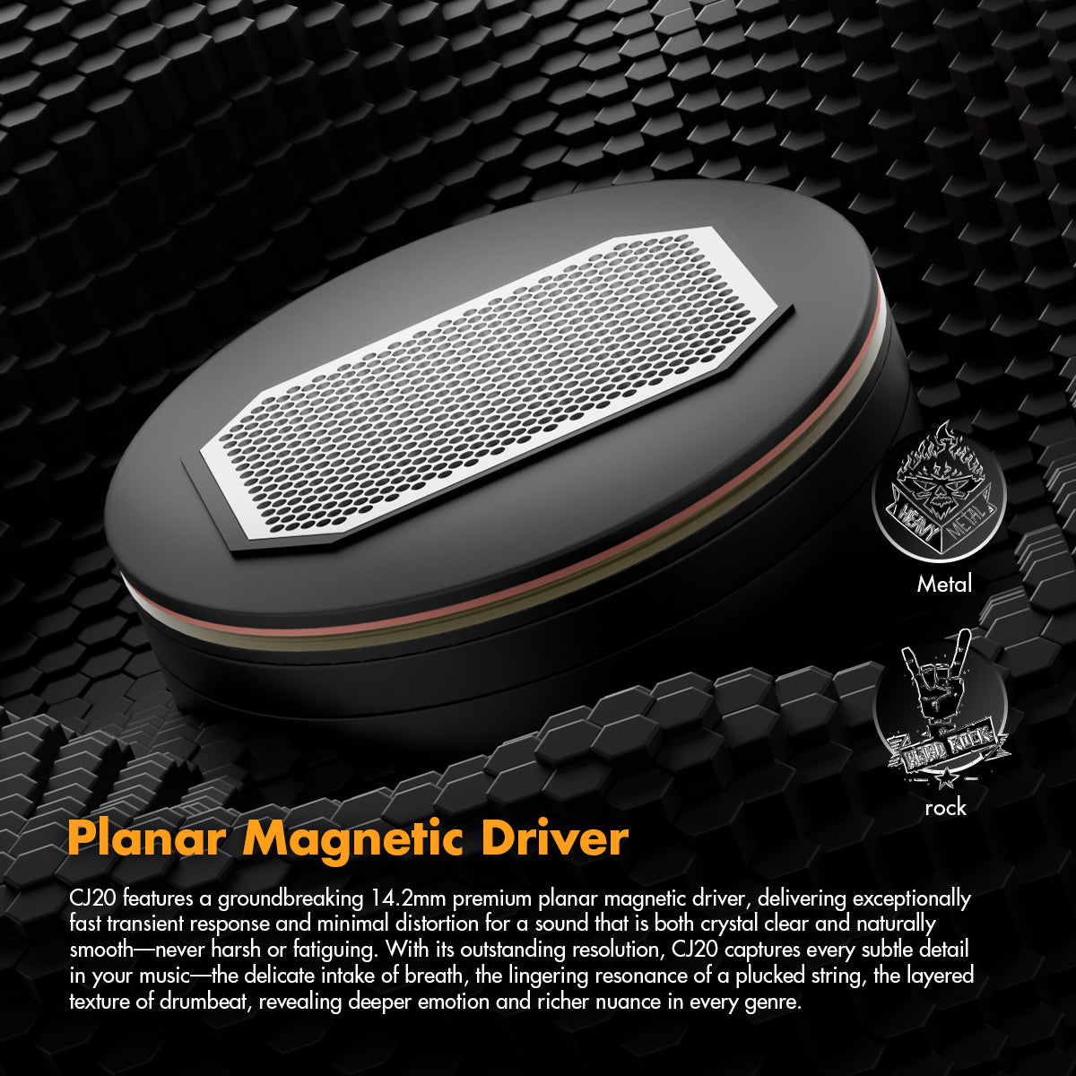 ROSESELSA x AAV CJ20 Planar Magnetic Driver HIFI In Ear Monitors, 1PM Wired Earphones High Fidelity with Module IEM Cable 3.5mm/4.4mm Metal Cavity