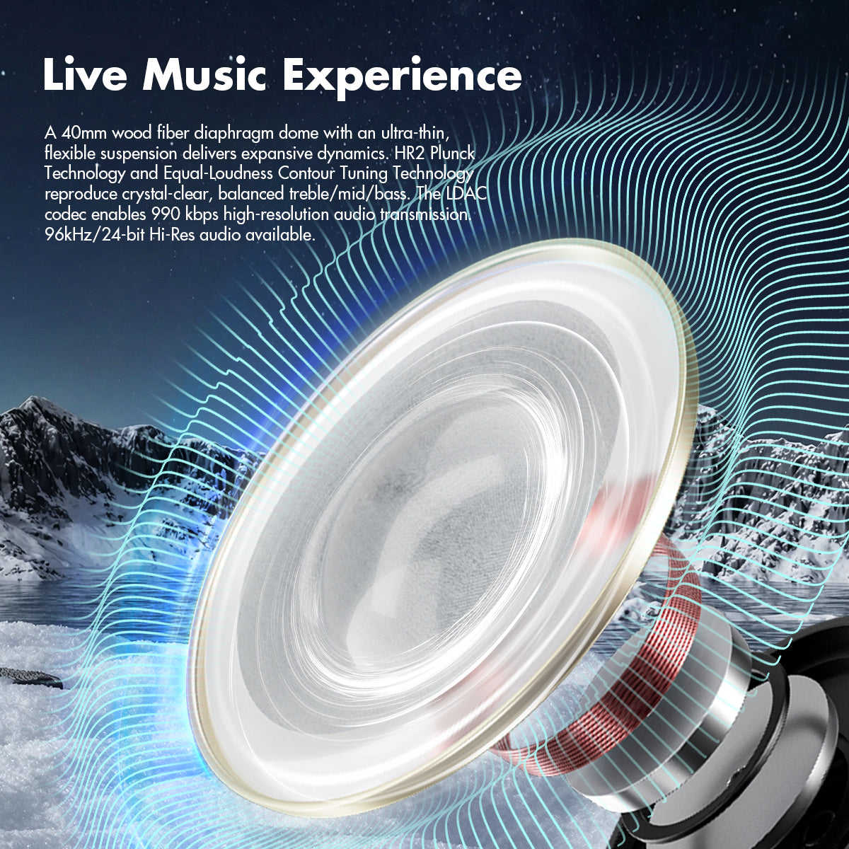 ROSESELSA CAMBRIAN Over Ear Wireless Headsets Active Noise Cancellation Detachable Cable Ultra Low Latency 100H Battery Life OOTD