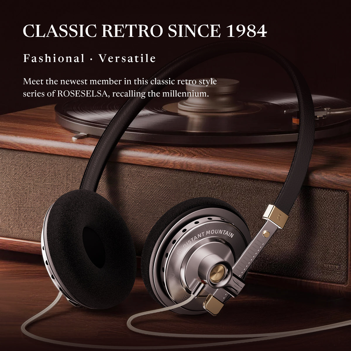 Distant Mountain 50 Retro On Ear Wired Headphones, Classic Headset, Celebrity OOTD for Street Style Livestream MMCX 3.5mm