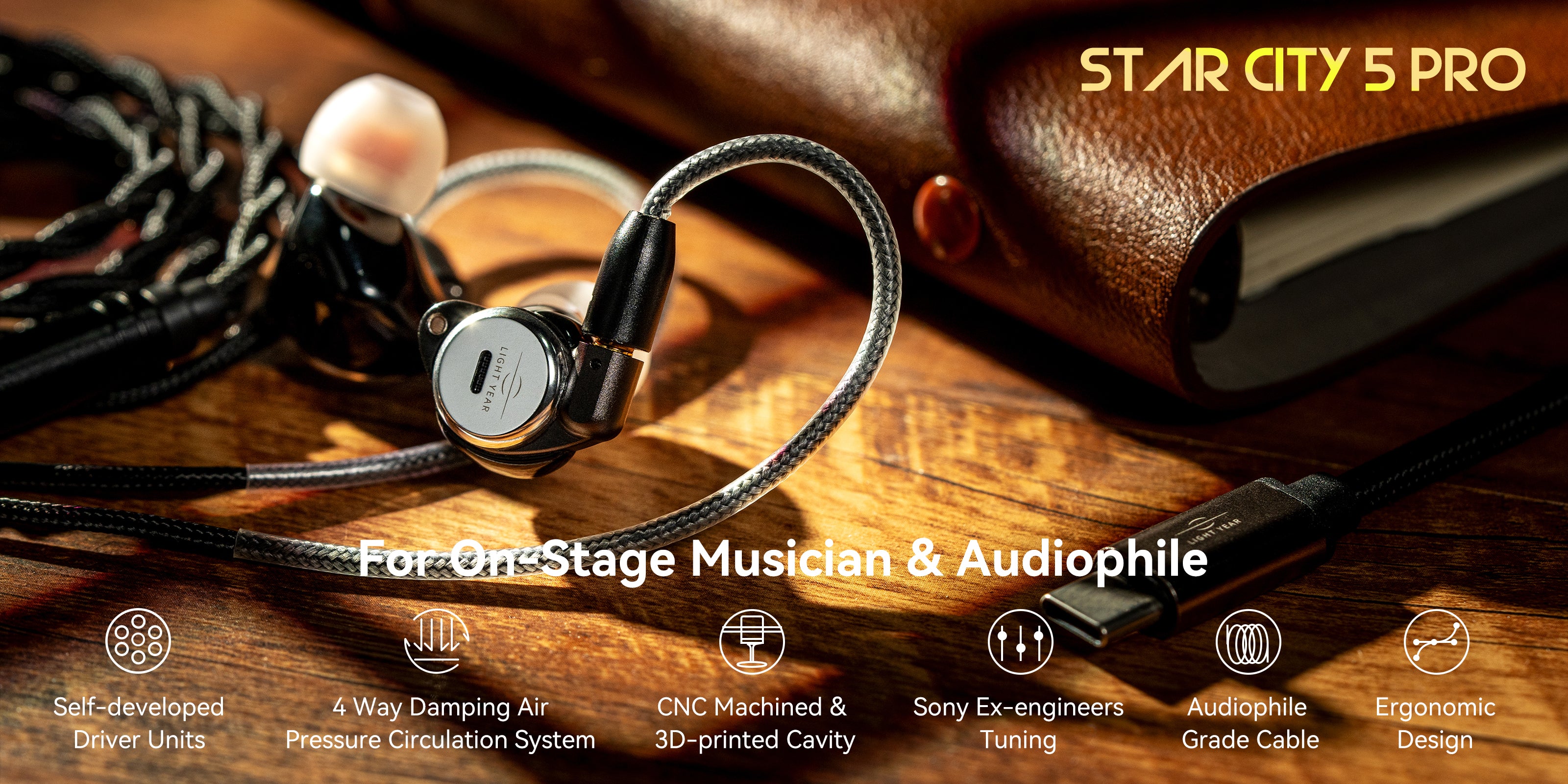 STAR CITY 5 PRO HIFI インイヤーモニター Star City 5 Pro | 1DD+2BA Hybrid In Ear Monitors - LEITEYRE