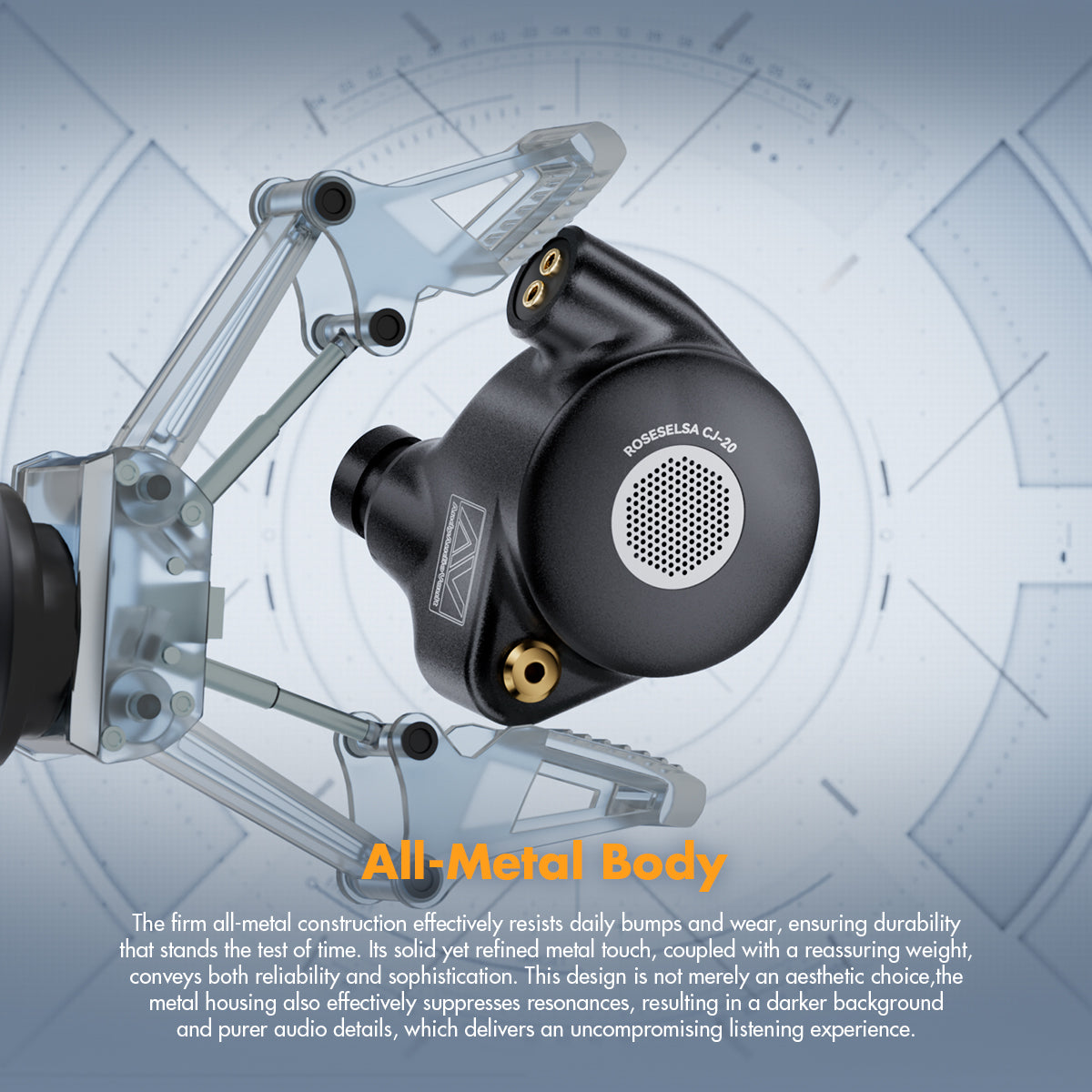 ROSESELSA x AAV CJ20 Planar Magnetic Driver HIFI In Ear Monitors, 1PM Wired Earphones High Fidelity with Module IEM Cable 3.5mm/4.4mm Metal Cavity