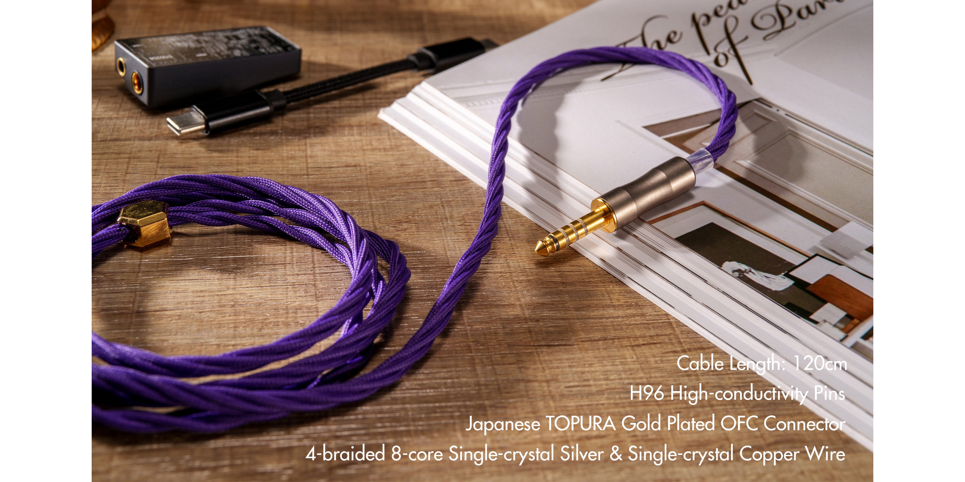 ROSESELSA Golden Rose Upgrade IEM Cable for HiFi Headphones 6N OCC Sin