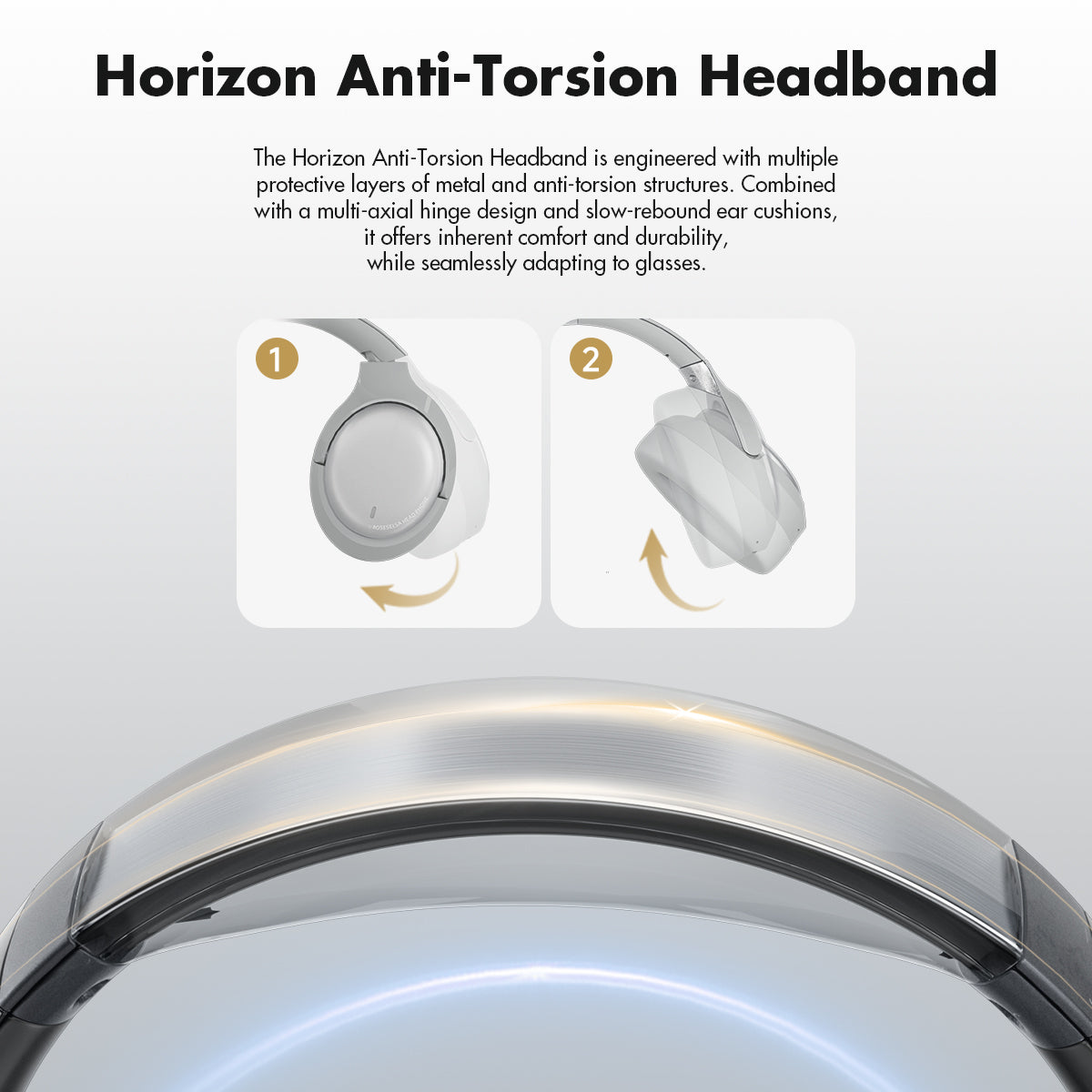 ROSESELSA CAMBRIAN Over Ear Wireless Headsets Active Noise Cancellation Detachable Cable Ultra Low Latency 100H Battery Life OOTD