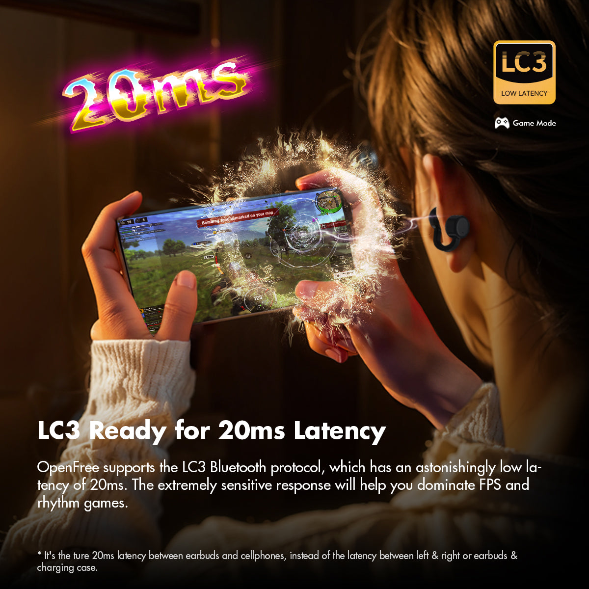 ROSESELSA OpenFeel Open Ear Wireless Earbuds LDAC LDHC HiFi Sound Bluetooth 5.4 Earphones 52H Battery LC3 Game Mode 20ms