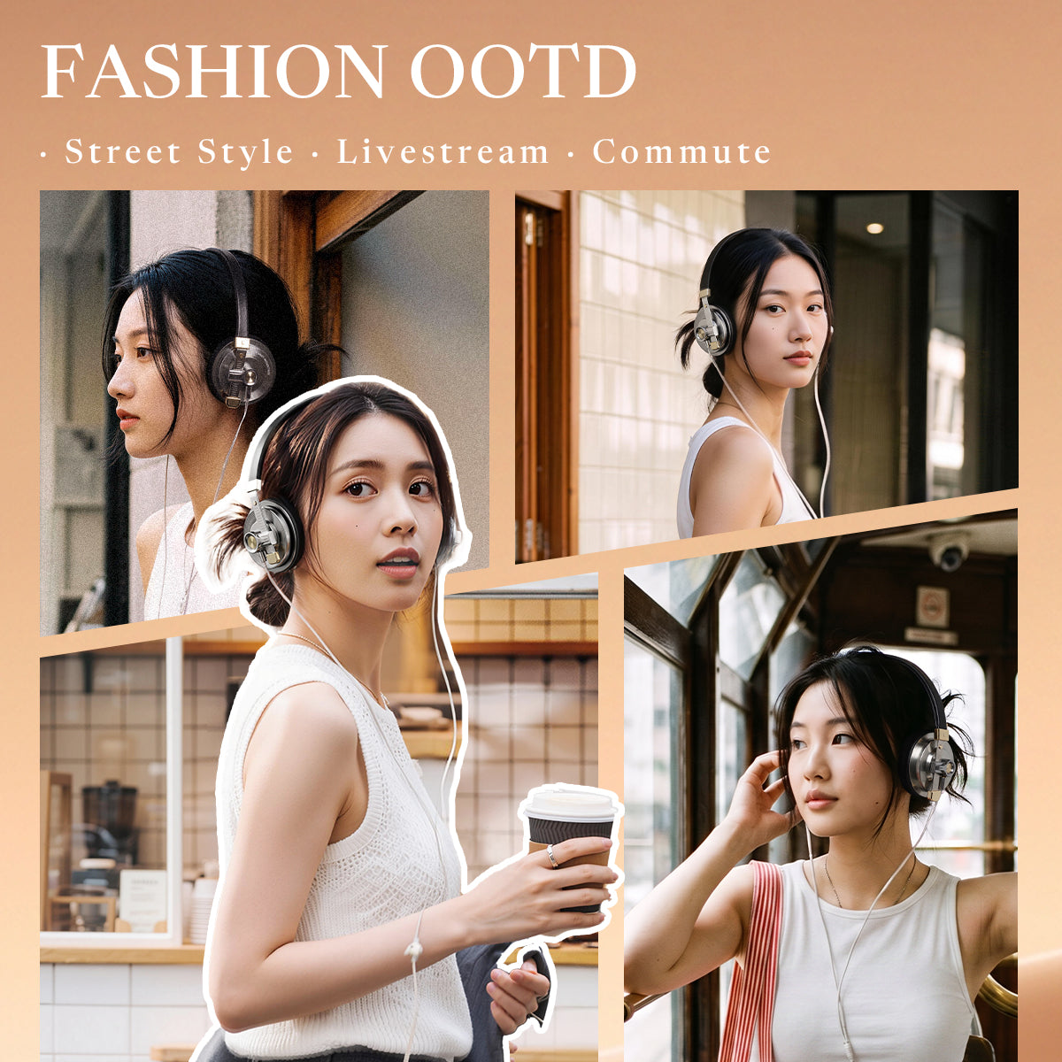 Distant Mountain 50 Retro On Ear Wired Headphones, Classic Headset, Celebrity OOTD for Street Style Livestream MMCX 3.5mm