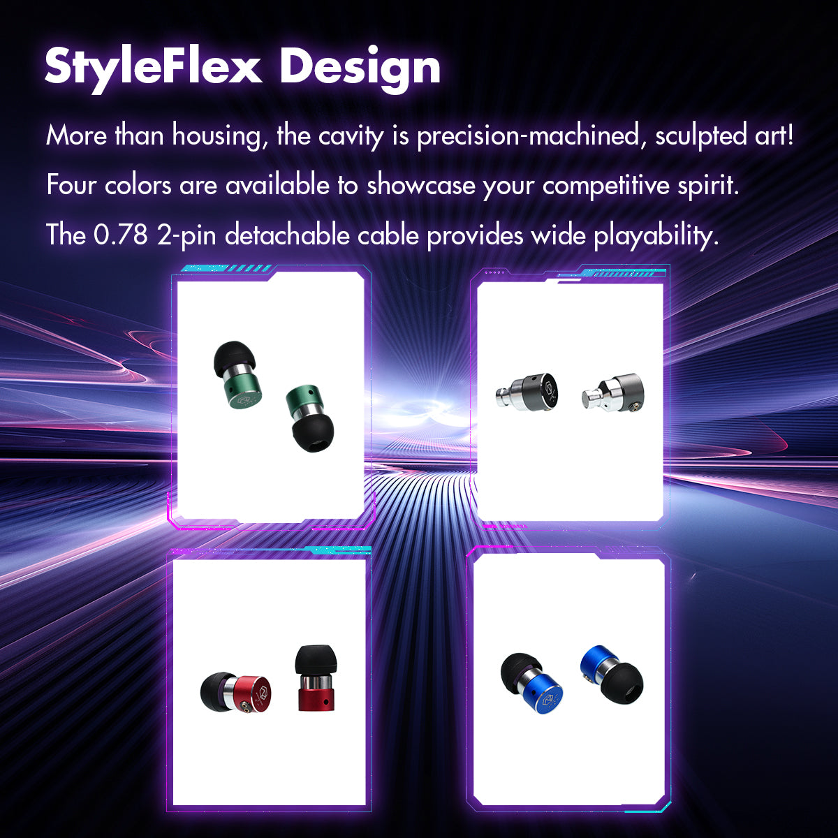 ROSESELSA Photon Pro Wired In Ear Earbuds, 0.78 2 pin Detachable Cable with HD Mics, Small Design Earphones for Gaming