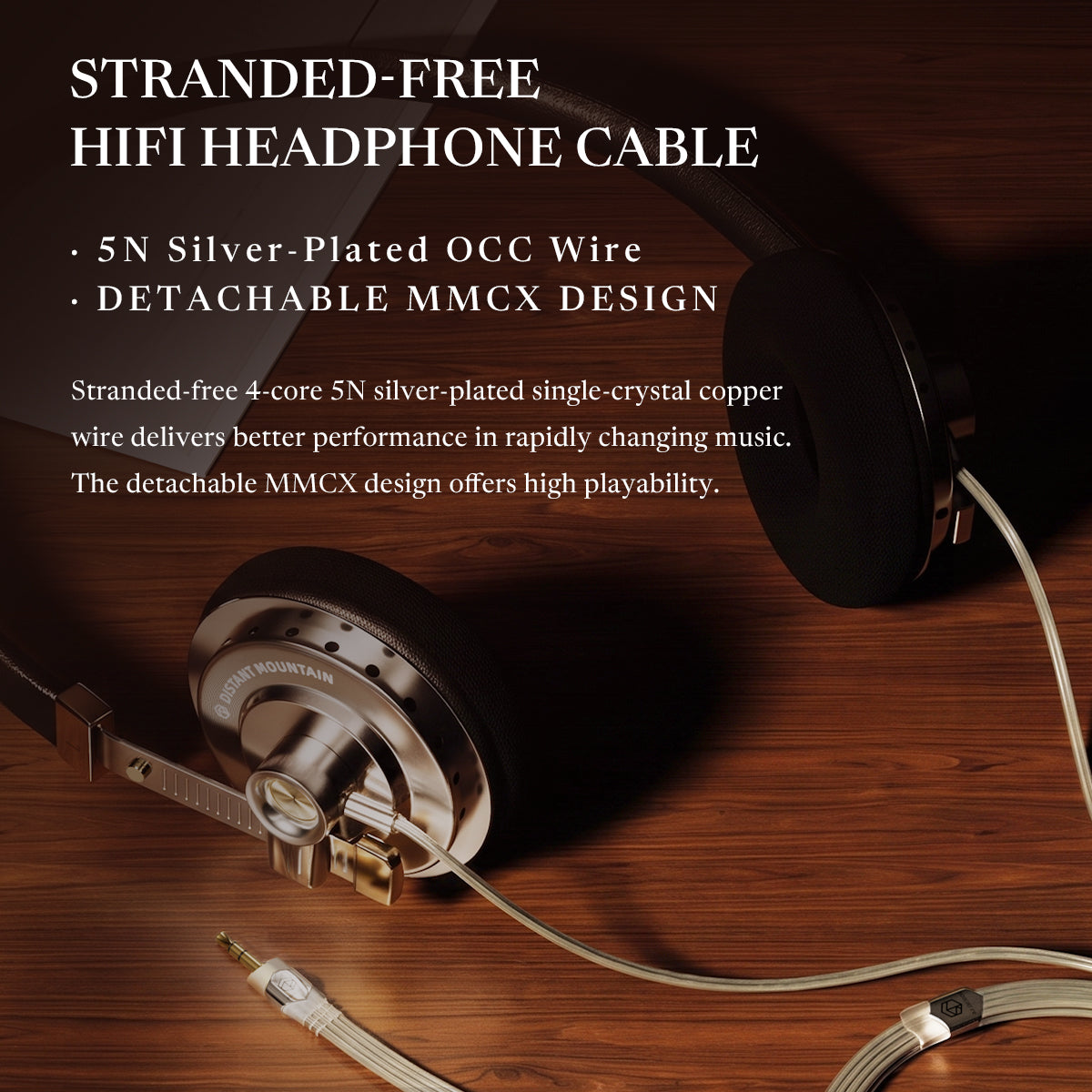 Distant Mountain 50 Retro On Ear Wired Headphones, Classic Headset, Celebrity OOTD for Street Style Livestream MMCX 3.5mm